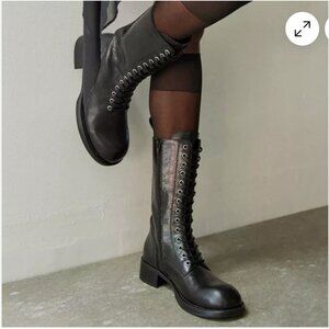 Jeffrey Campbell Leather Lace Up Combat Boot Size 10